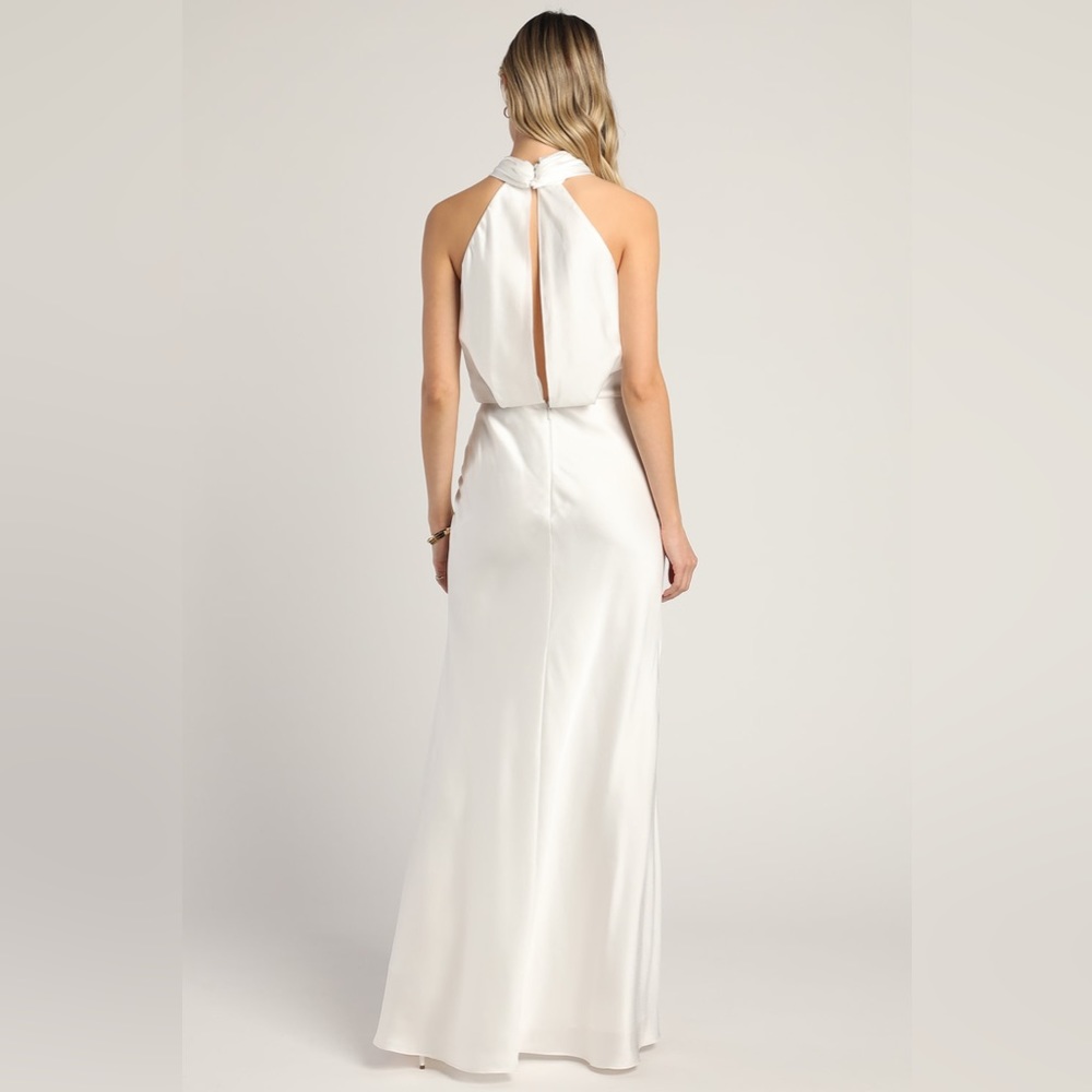 Halter Satin White dress